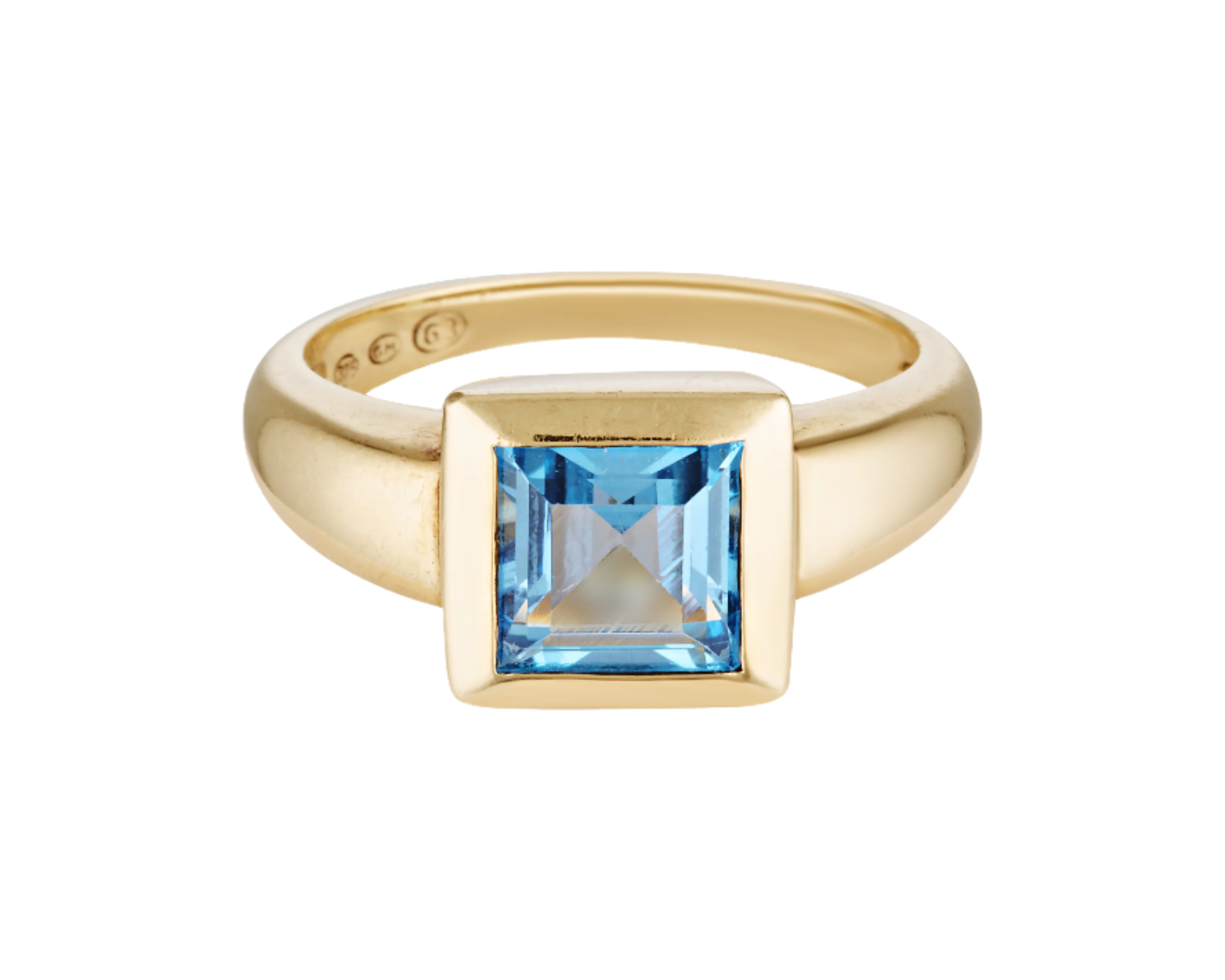 London Topaz square cut solid gold ring