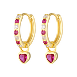 Cute pink and clear crystal gold huggies 