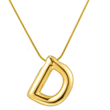 D shaped gold initial pendant 