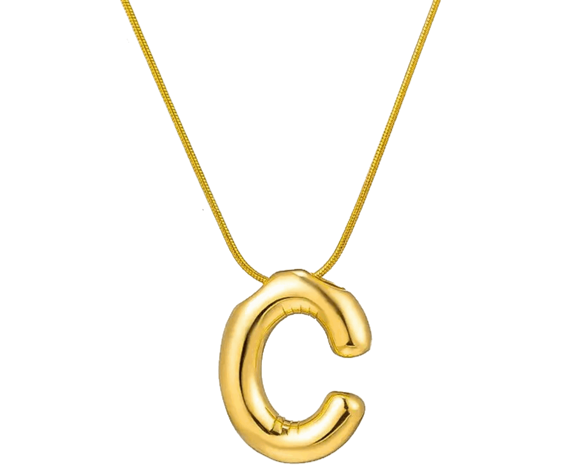 C shaped initial necklace 