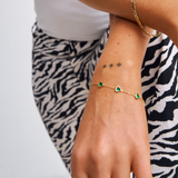 Green gemstone Basik Bracelet in 18k gold on stainless steel