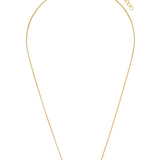 Gold necklace with red gemstones on a white background