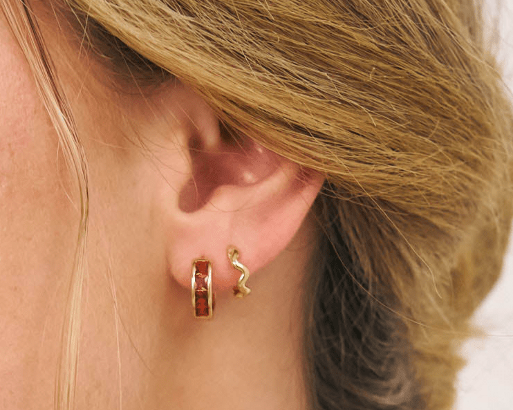 Warm caramel coloured gemstone Huggies 