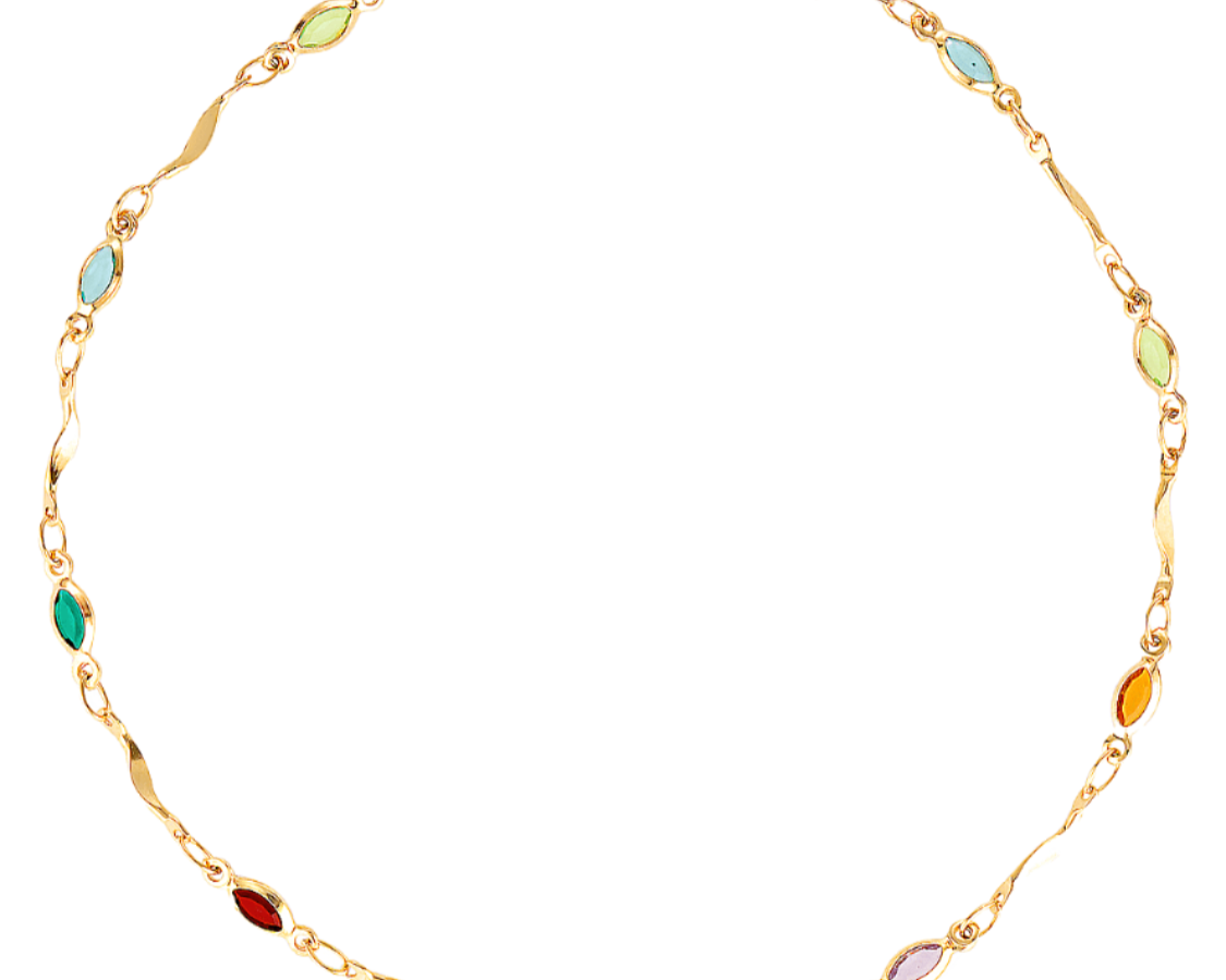 gold filled multicolour gemstone anklet
