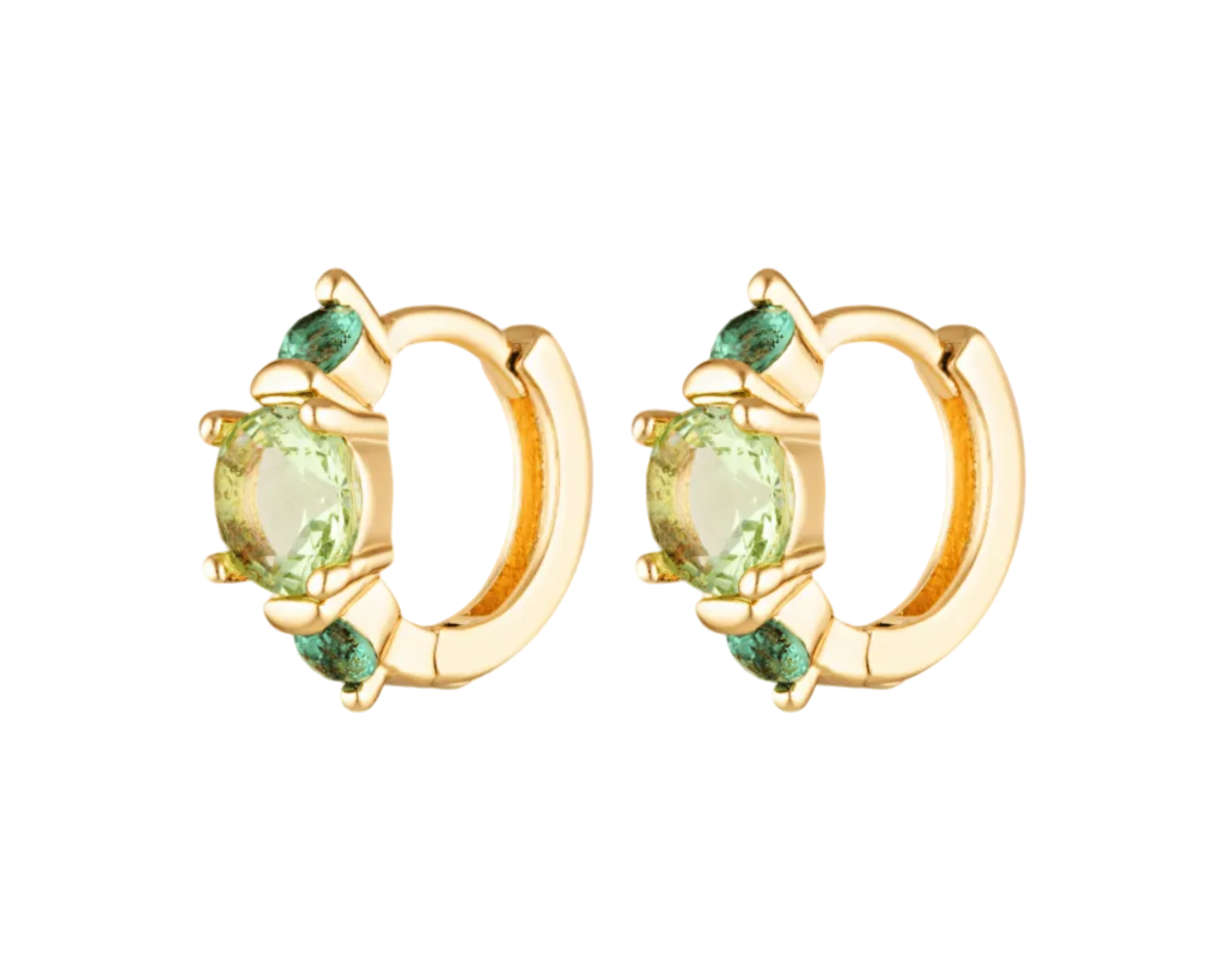 Light green 3 crystals gemstone Huggies 