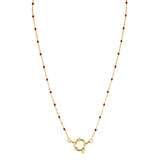 Red enamel and 18k gold filled necklace 