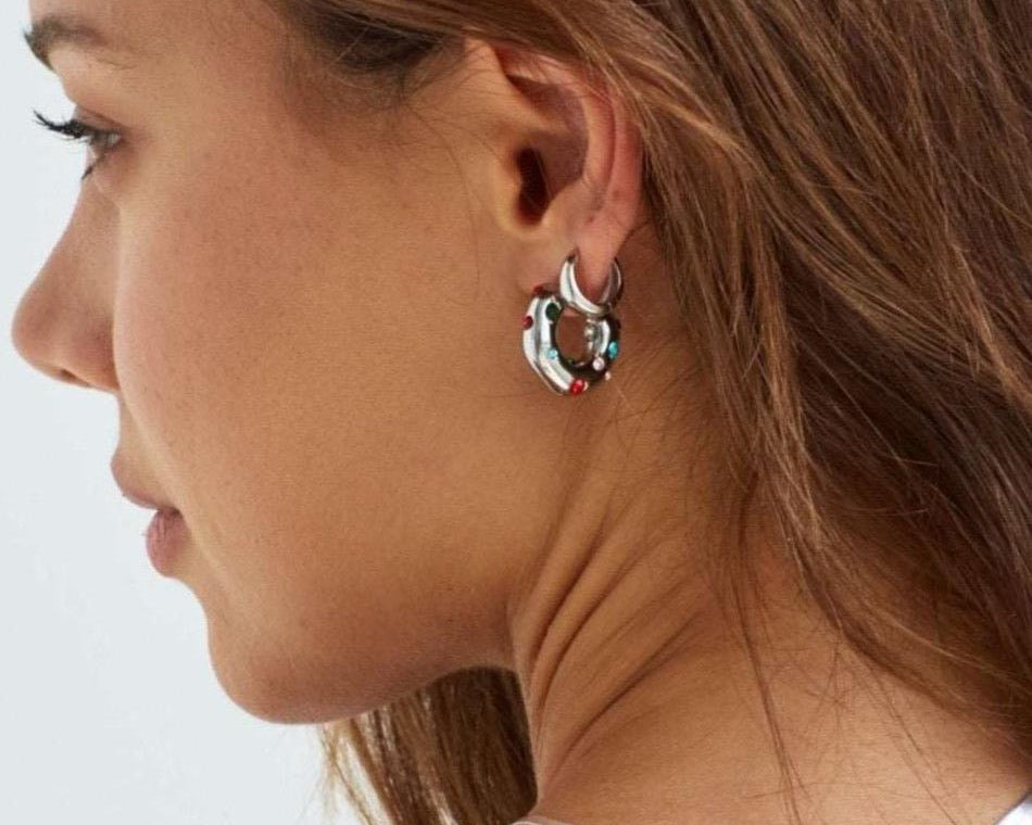 Model in Bixby and Co silver ear stack 