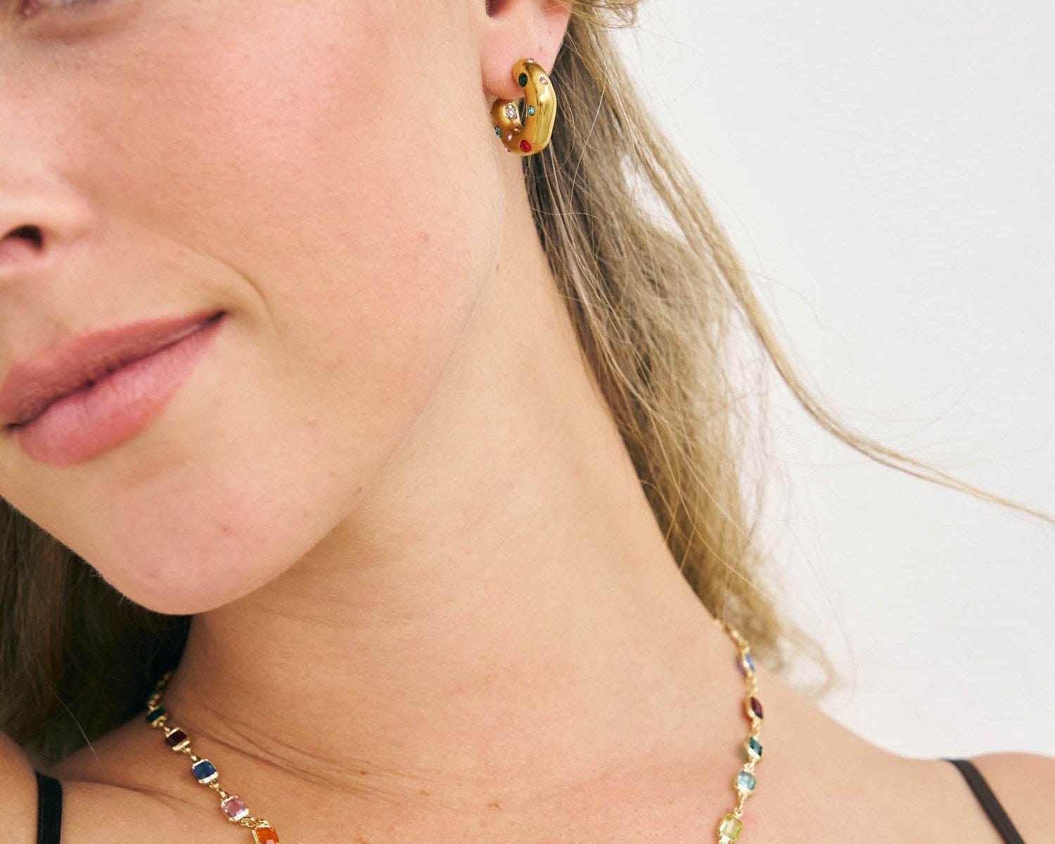 Model wearing Rainbow necklace 
