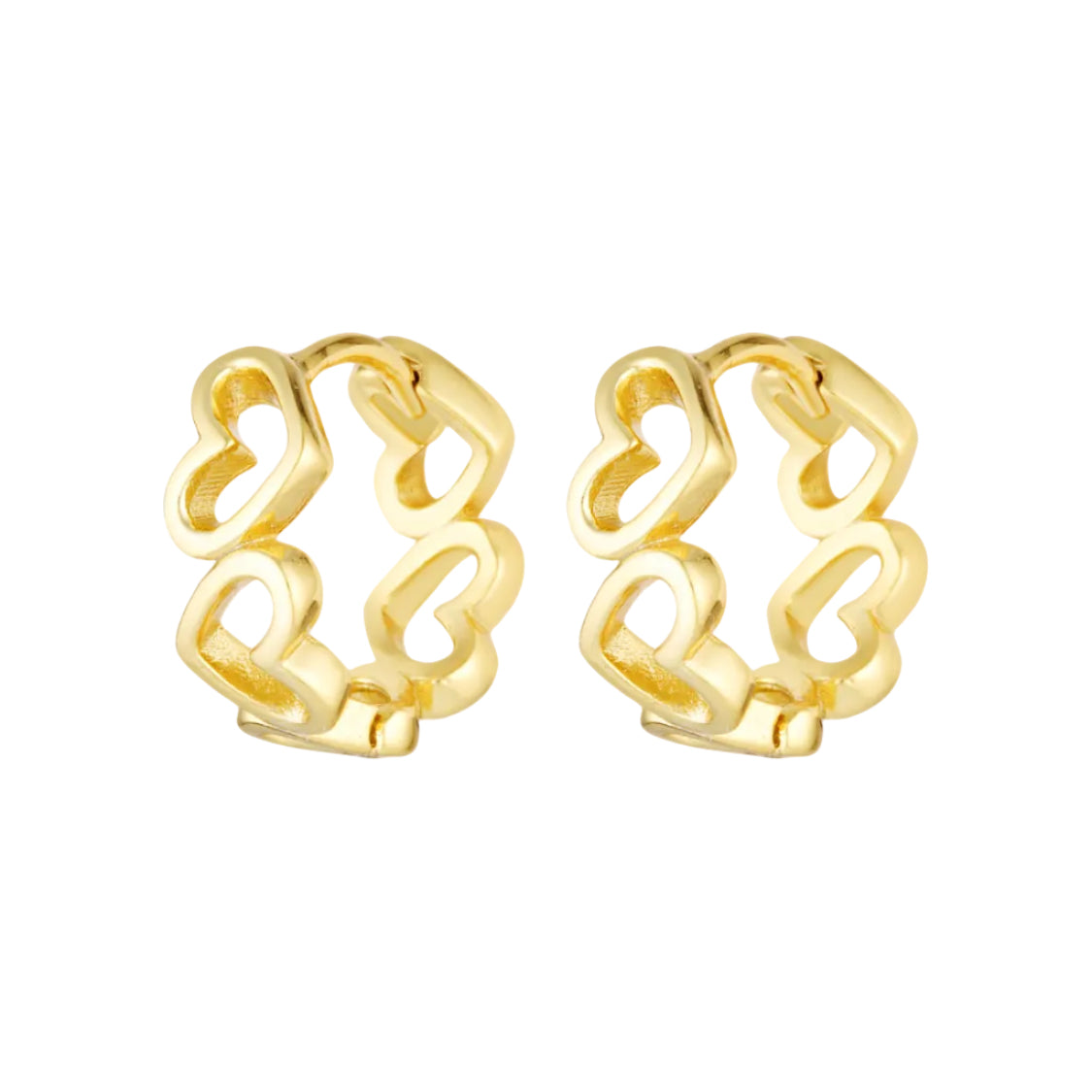 Pair of gold hoop earrings on a white background