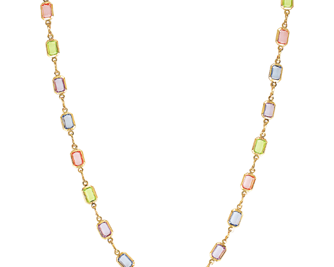 gold filled necklace with pastel coloured gems