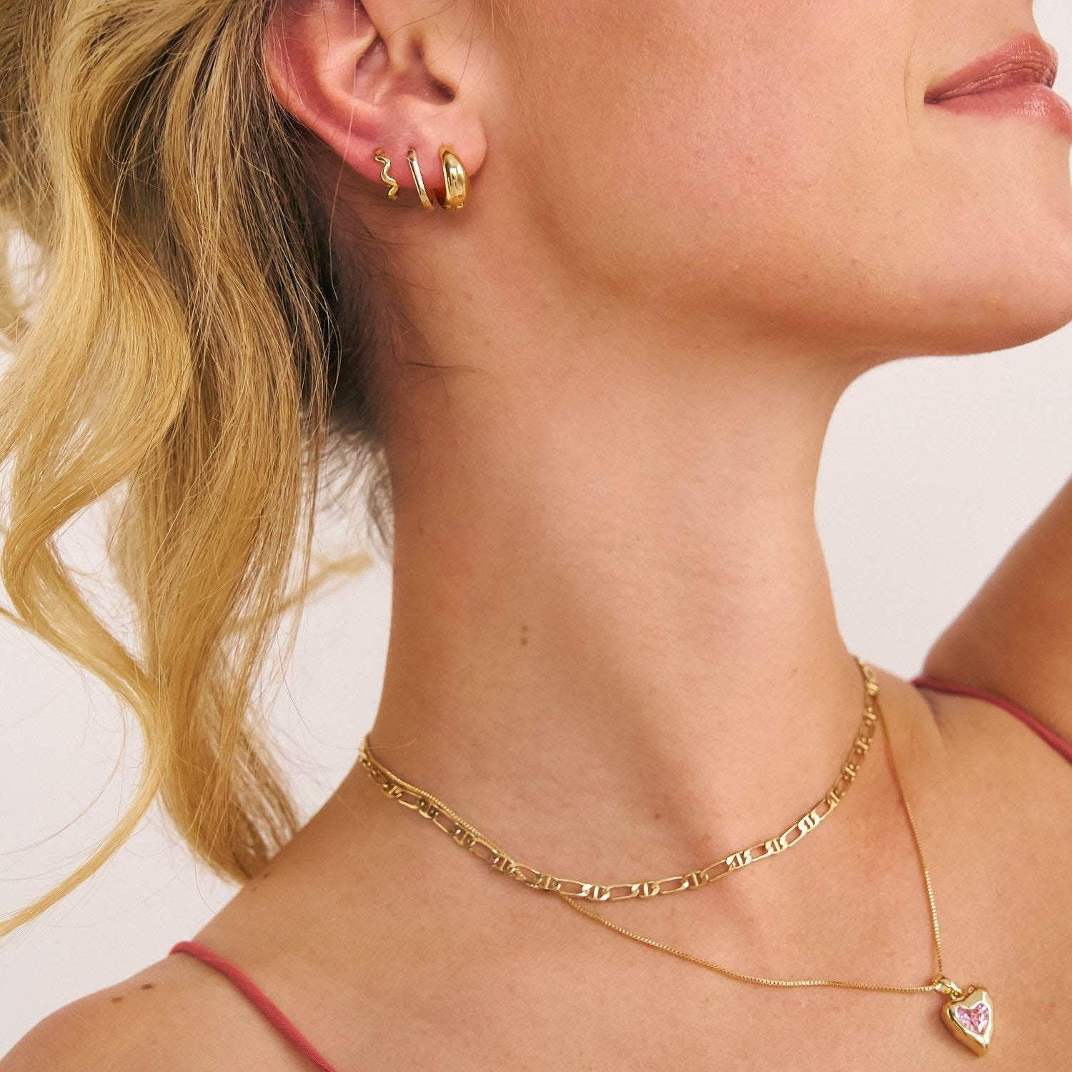 Model in Blush heart shaped pendant necklace 