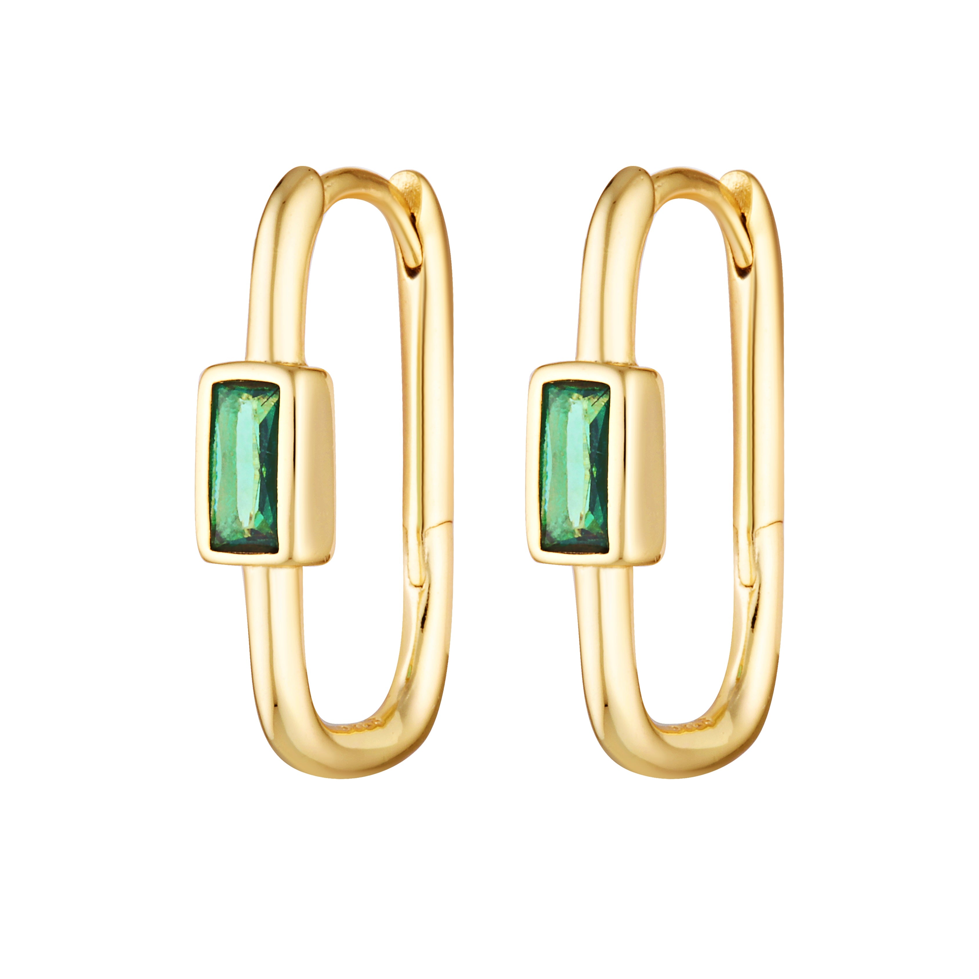 Green emerald Lucky Hoops