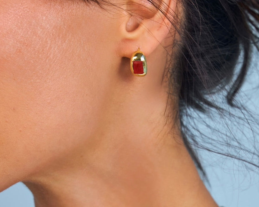 Pink Tourmaline Mathilde Hoops 