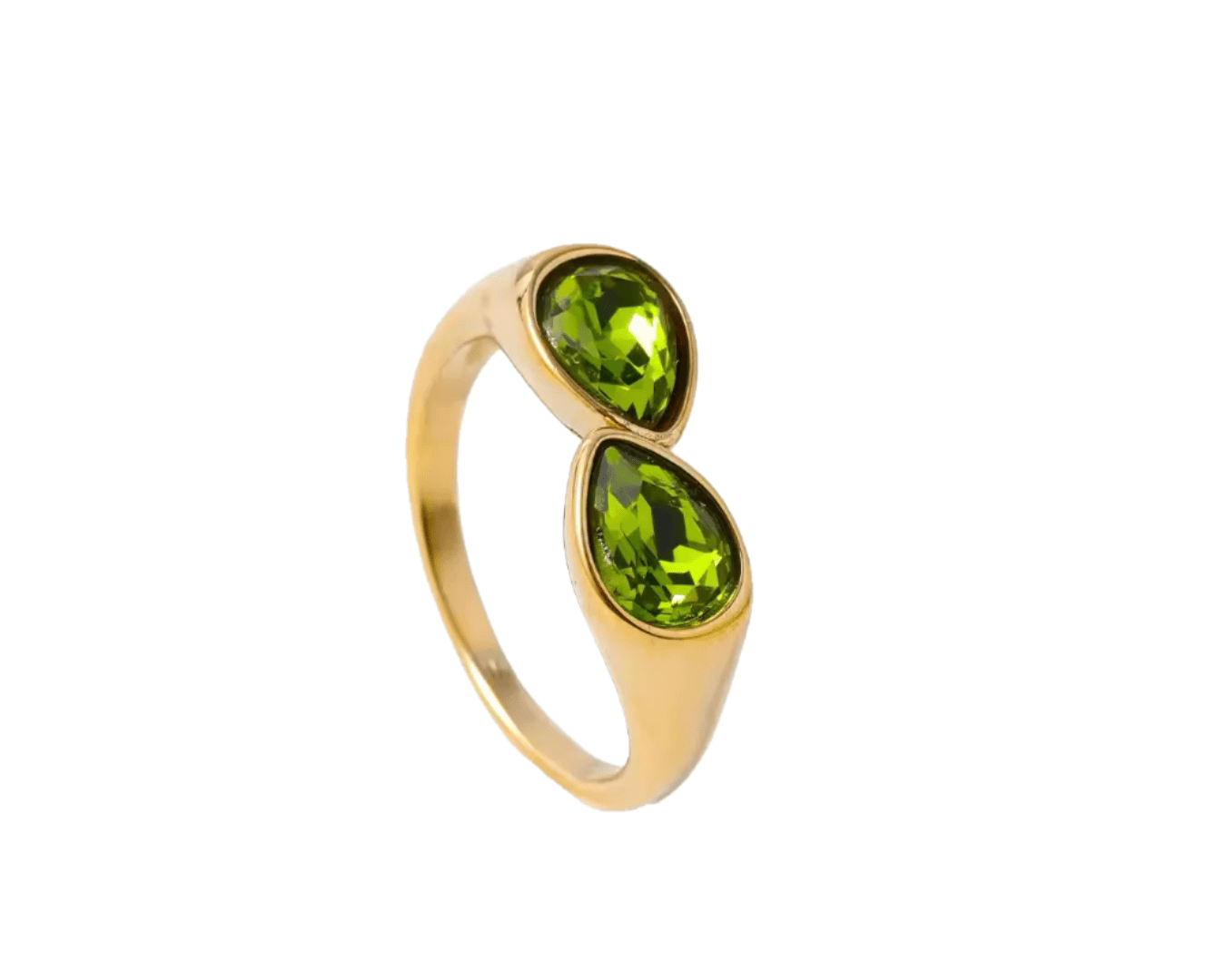 Bright green adjustable gemstone ring in 14k gold fill