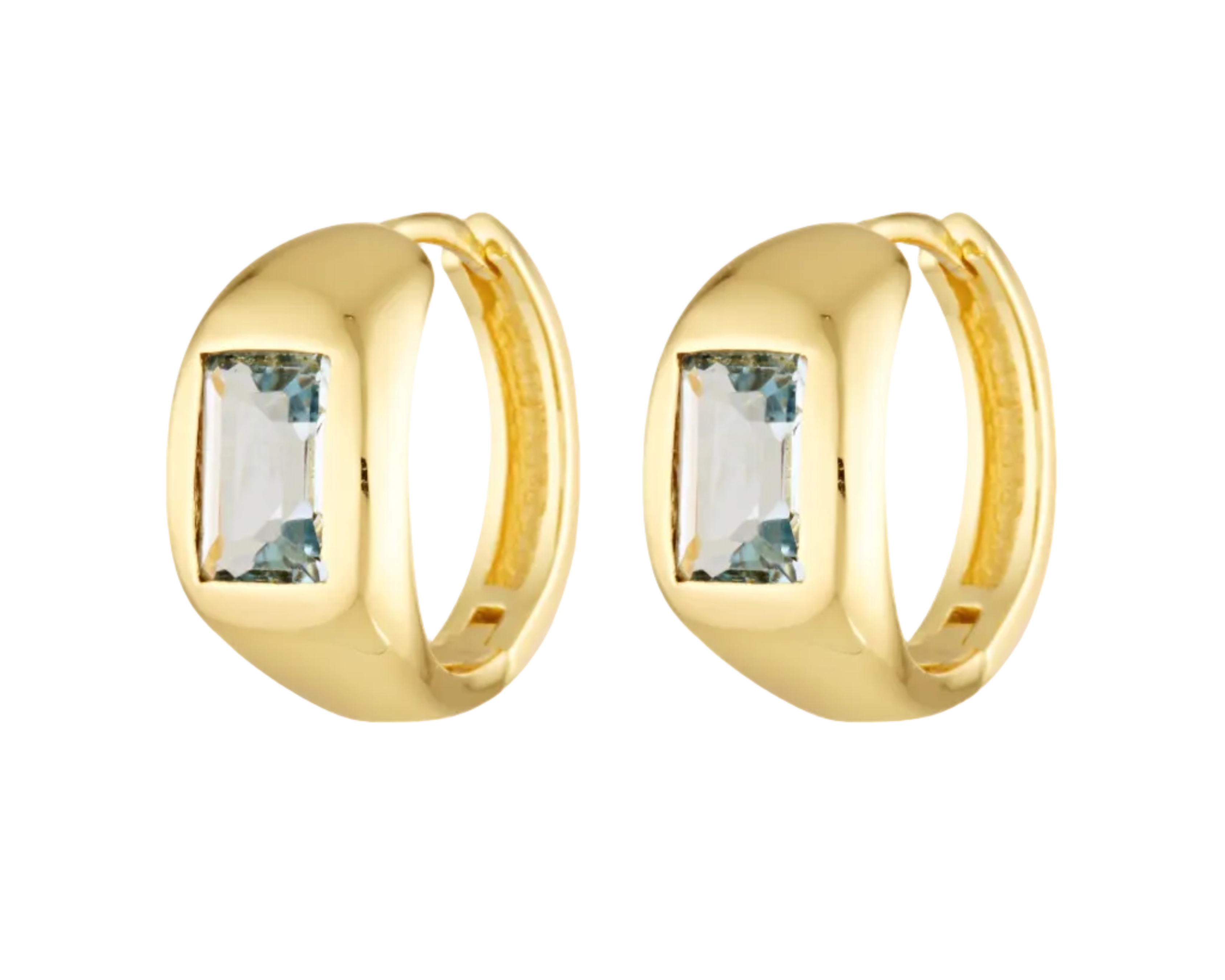 Aquamarine gemstone gold hoops