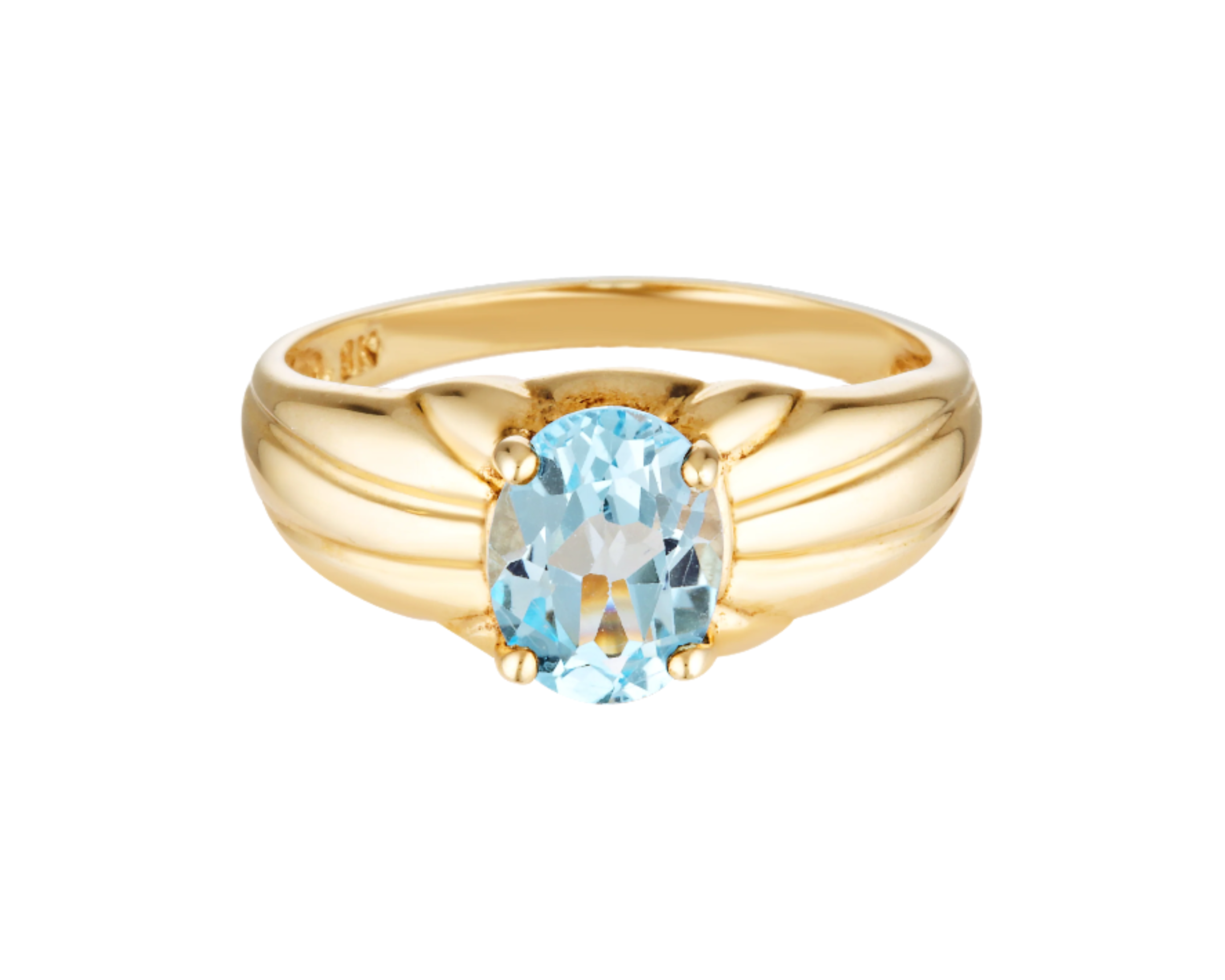 Ice blue Aquamarine semi precious gemstone ring 