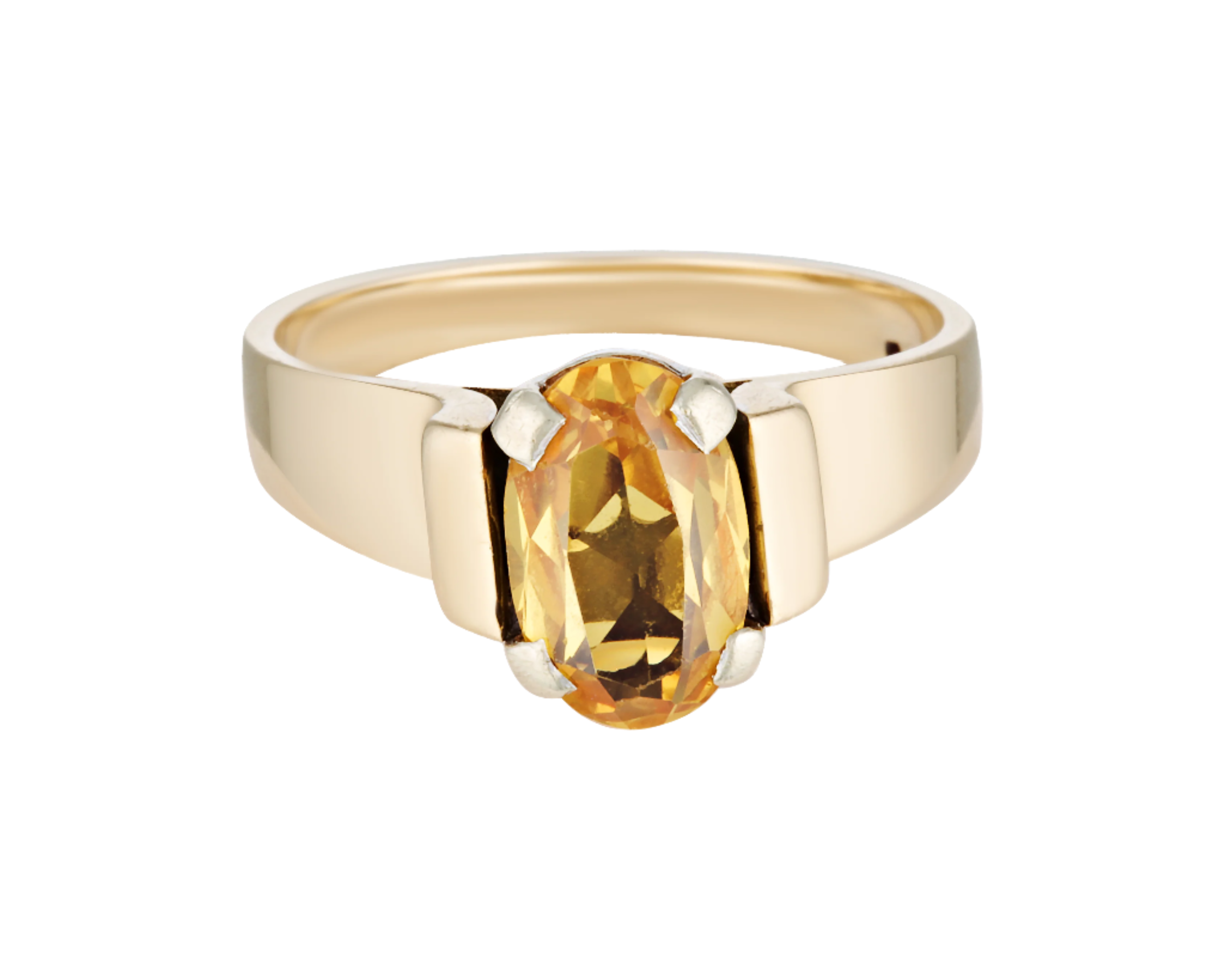 Solid gold citrine ring