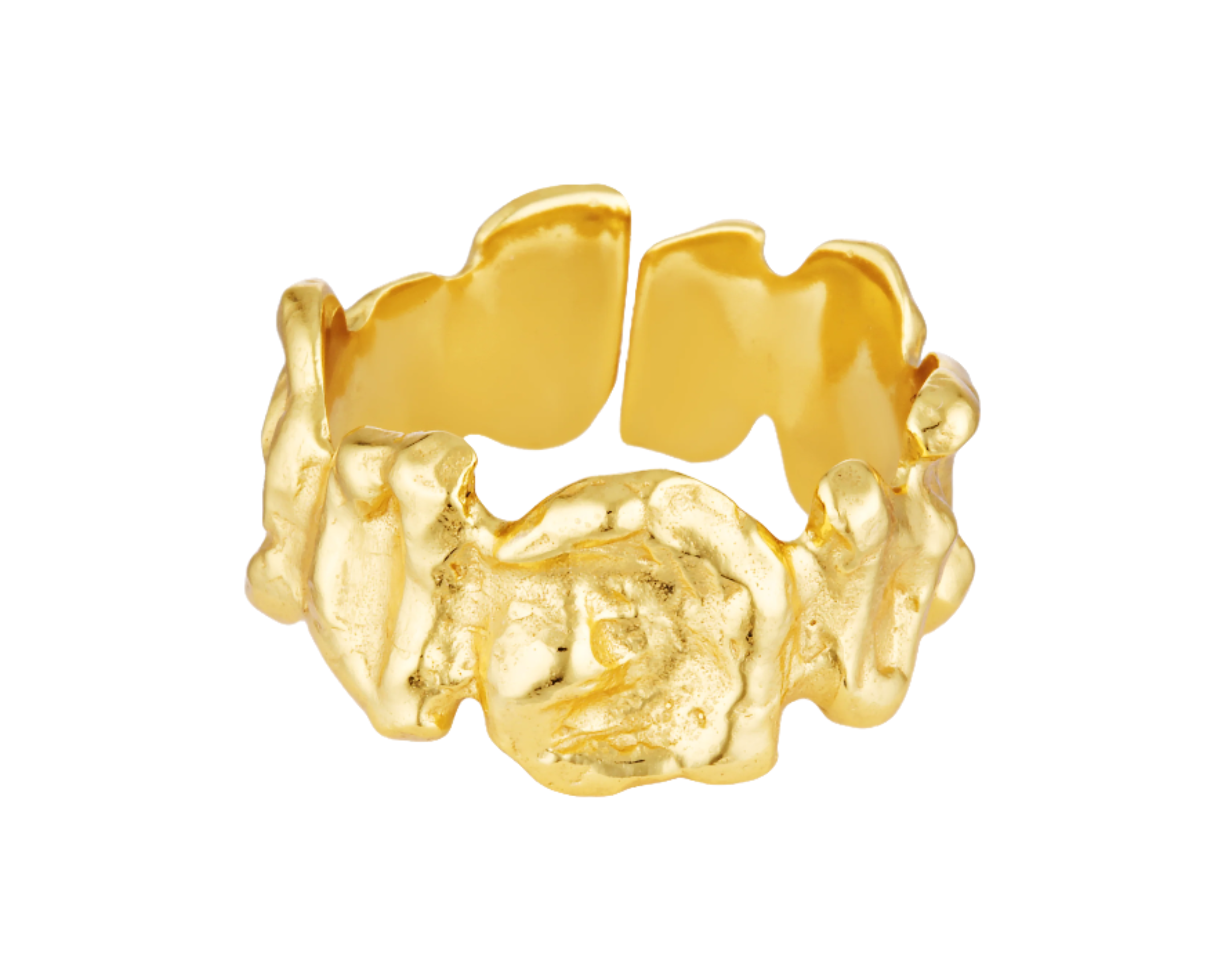 Textured organic gold adjustable ring 