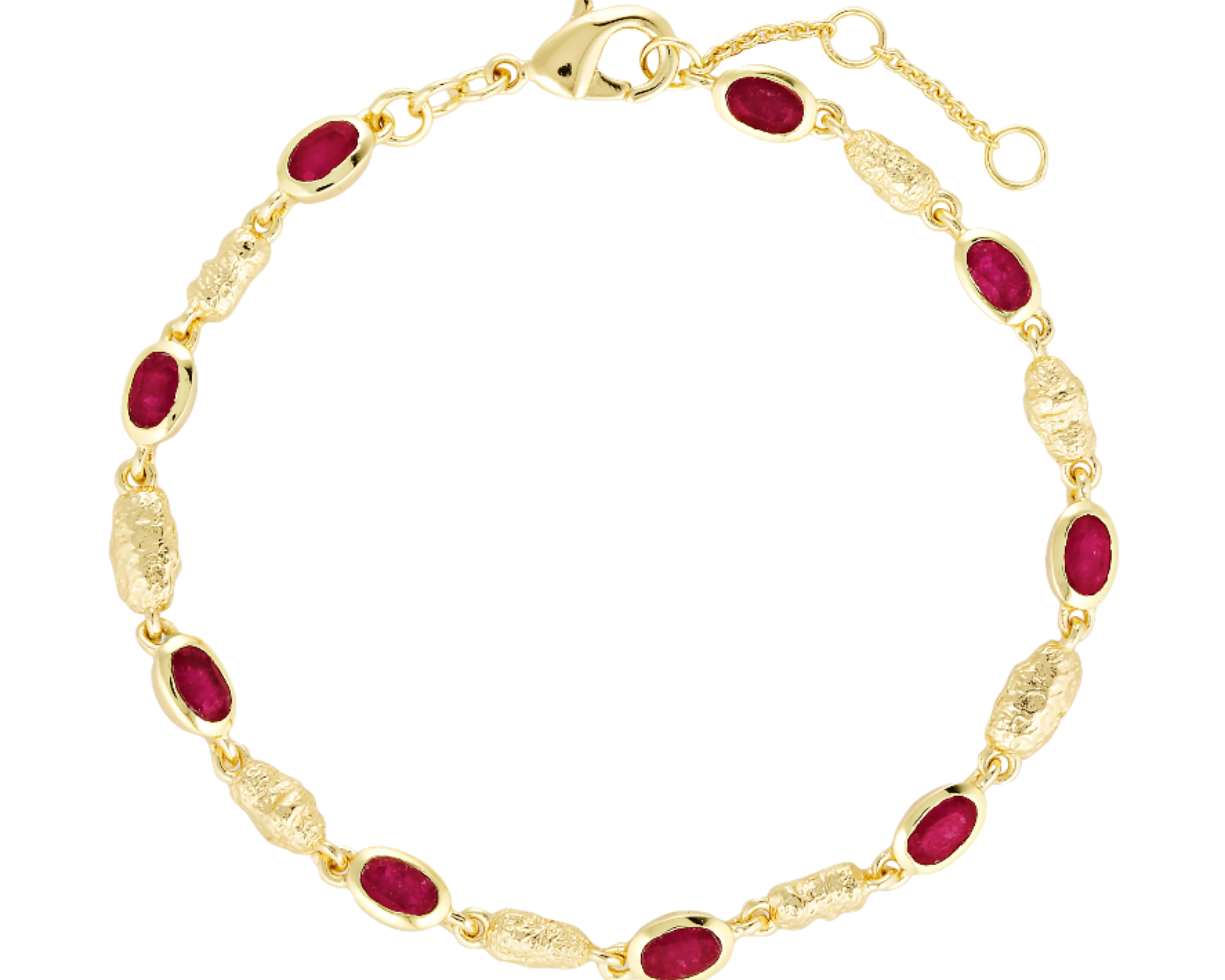 Antique textured gold vermeil and garnet bracelet 