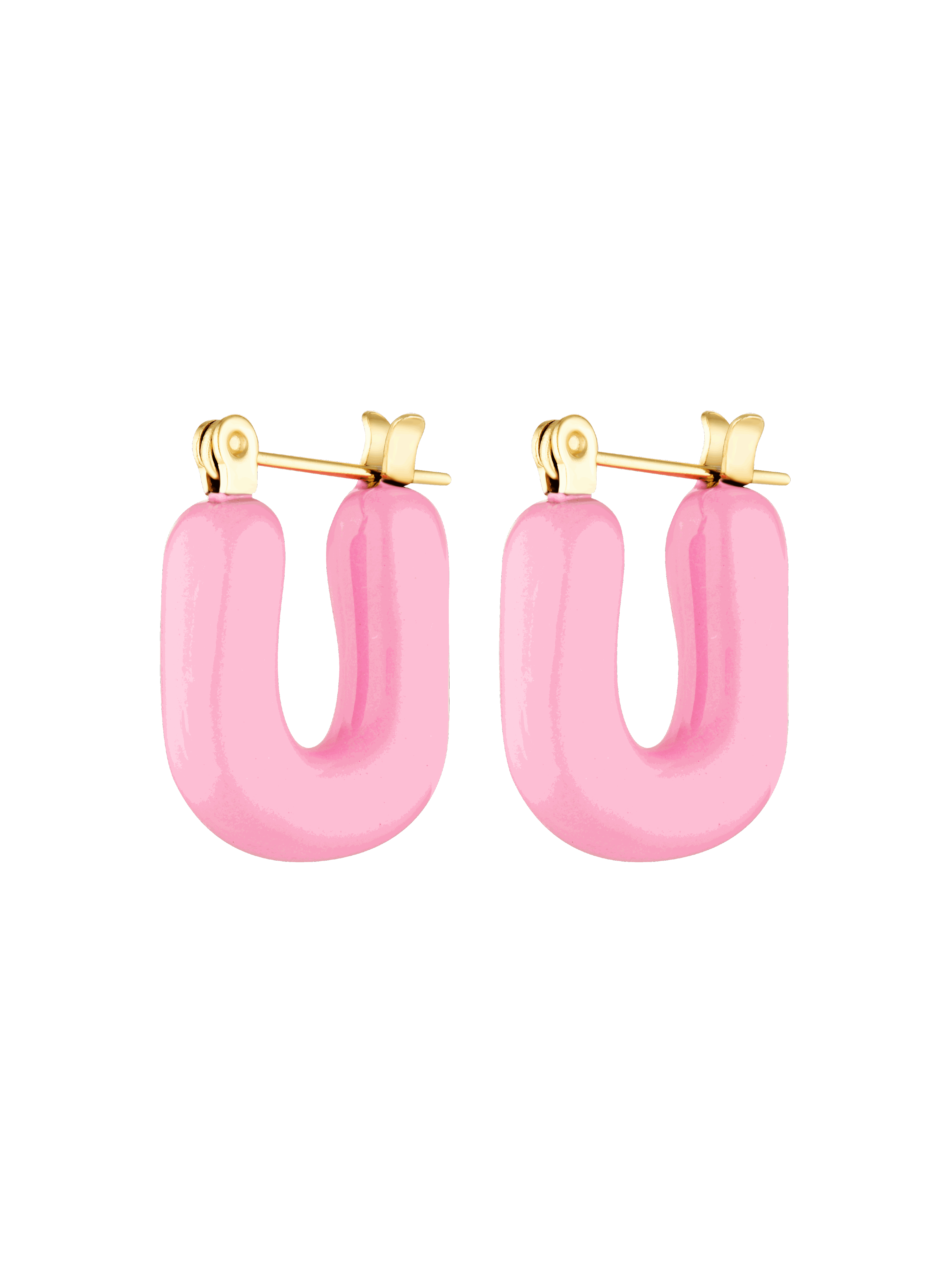 Pink enamel and gold earrings 