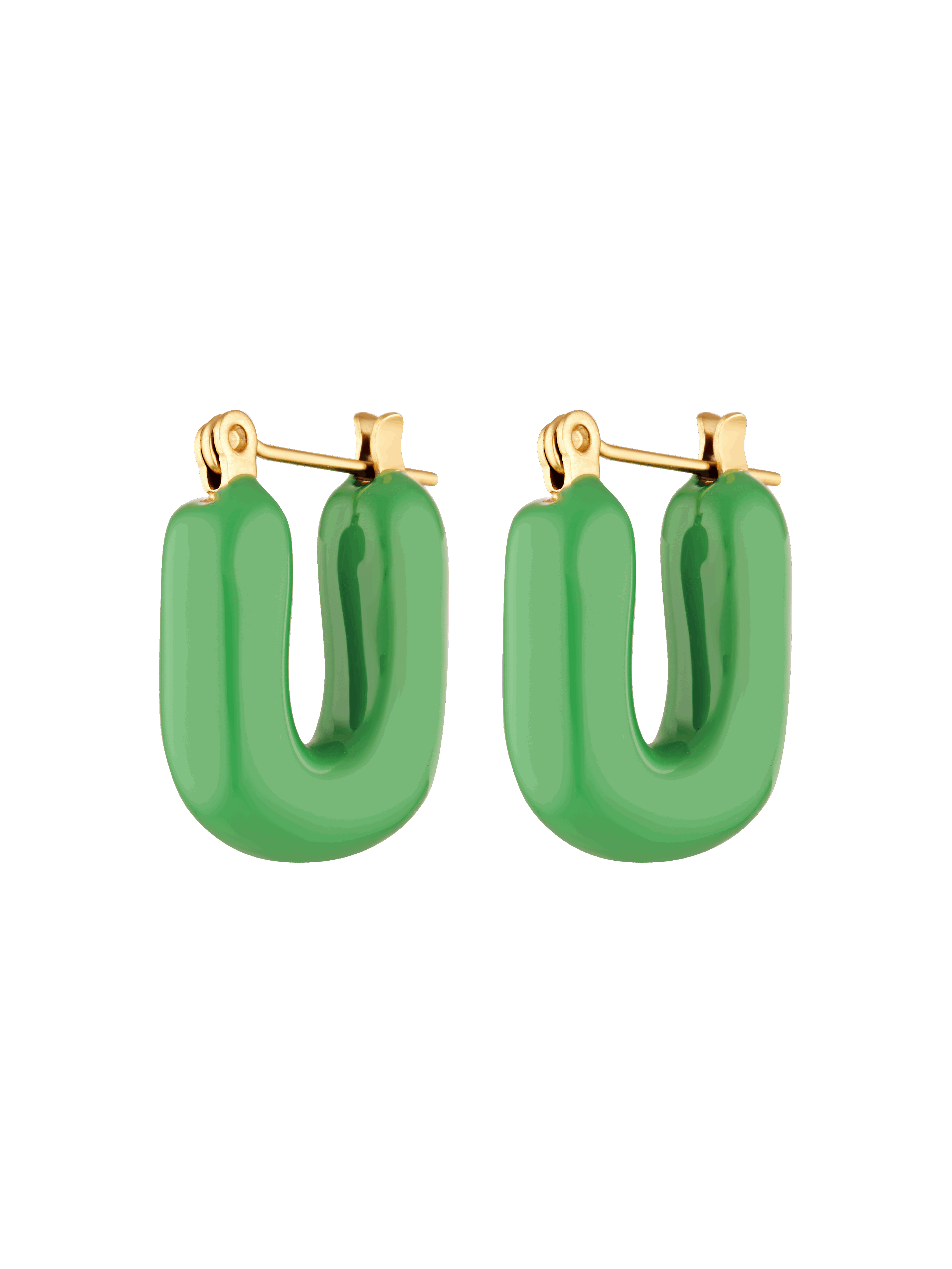 Bright green enamel earrings 