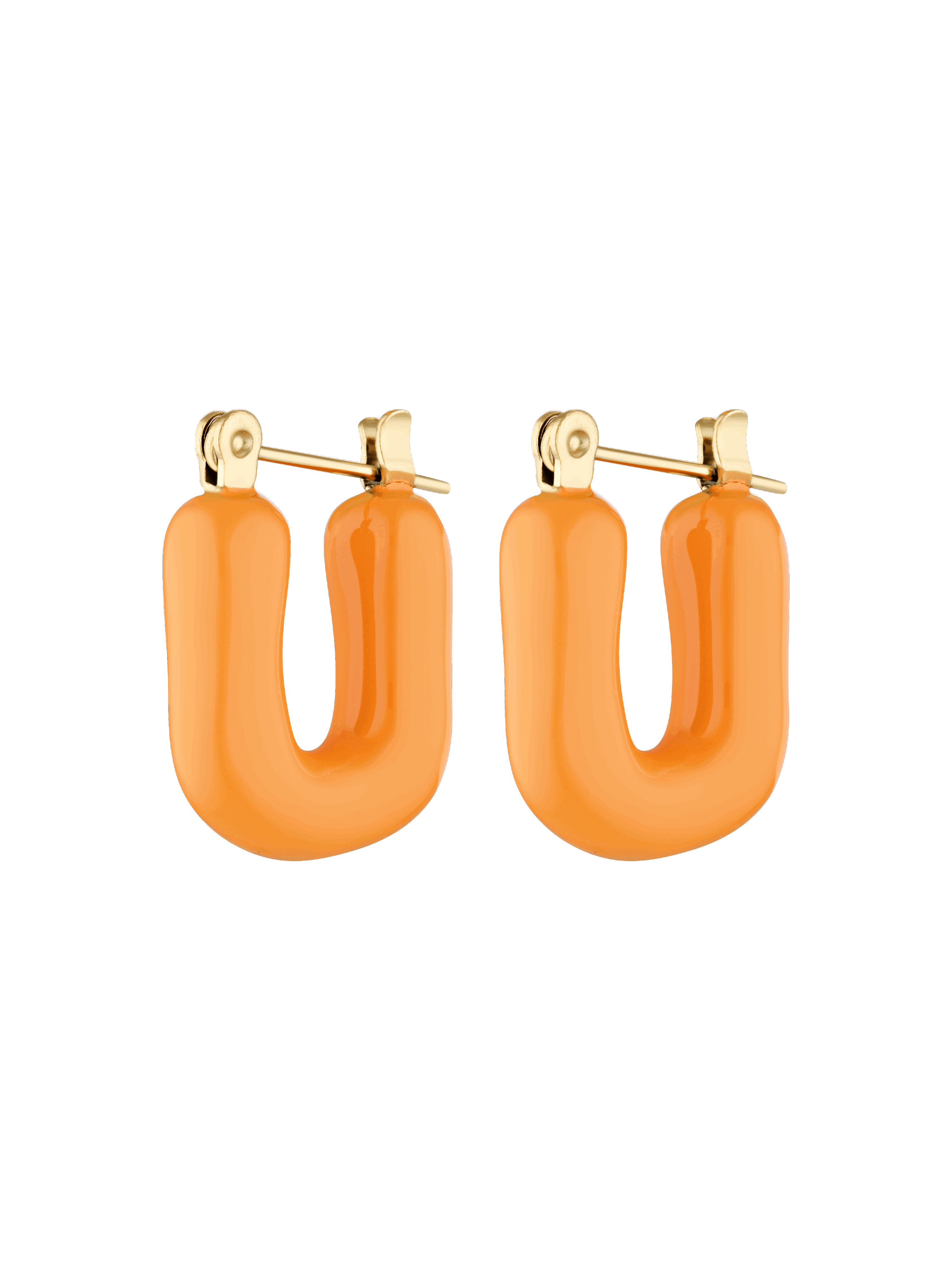 Fun gold and orange enamel earrings 