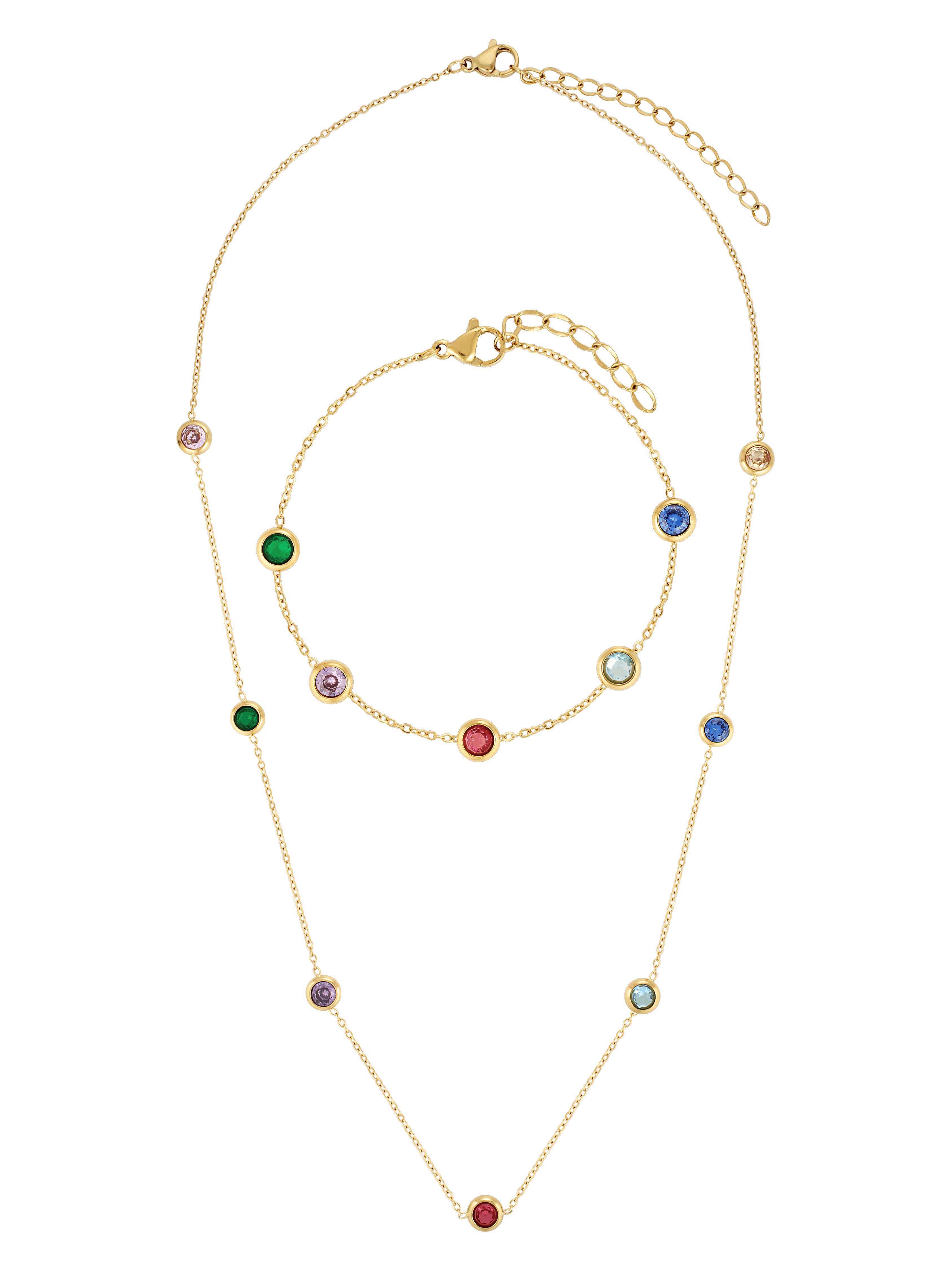 Coloured circle gold fill necklace