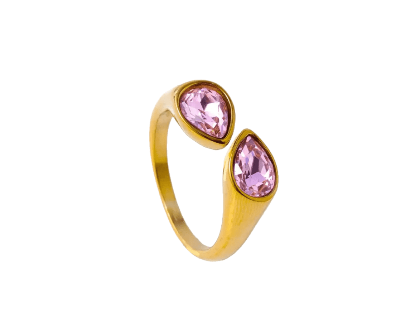 Pink gemstone adjustable gold ring 