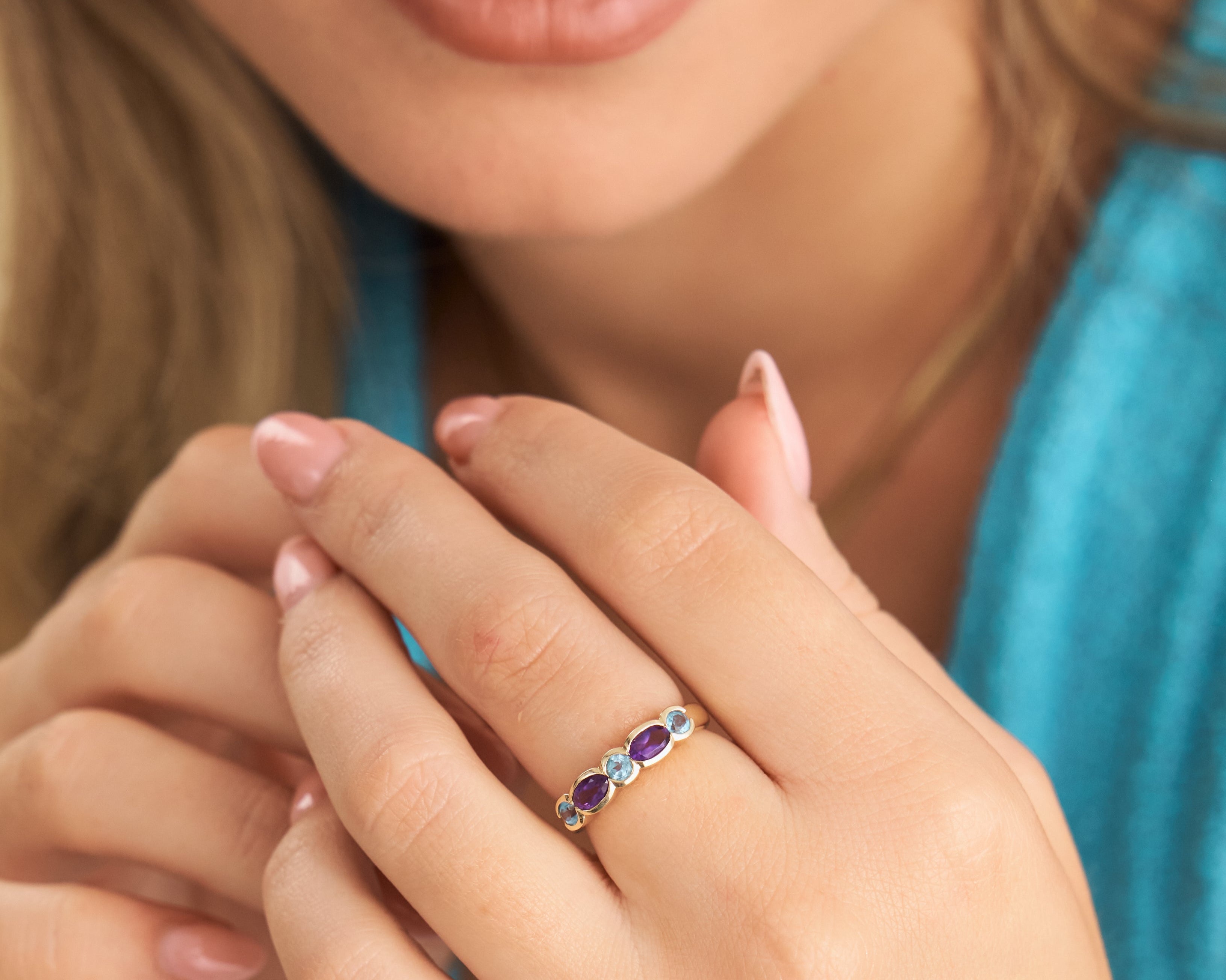 Vintage topaz and amythyst Gemstone ring