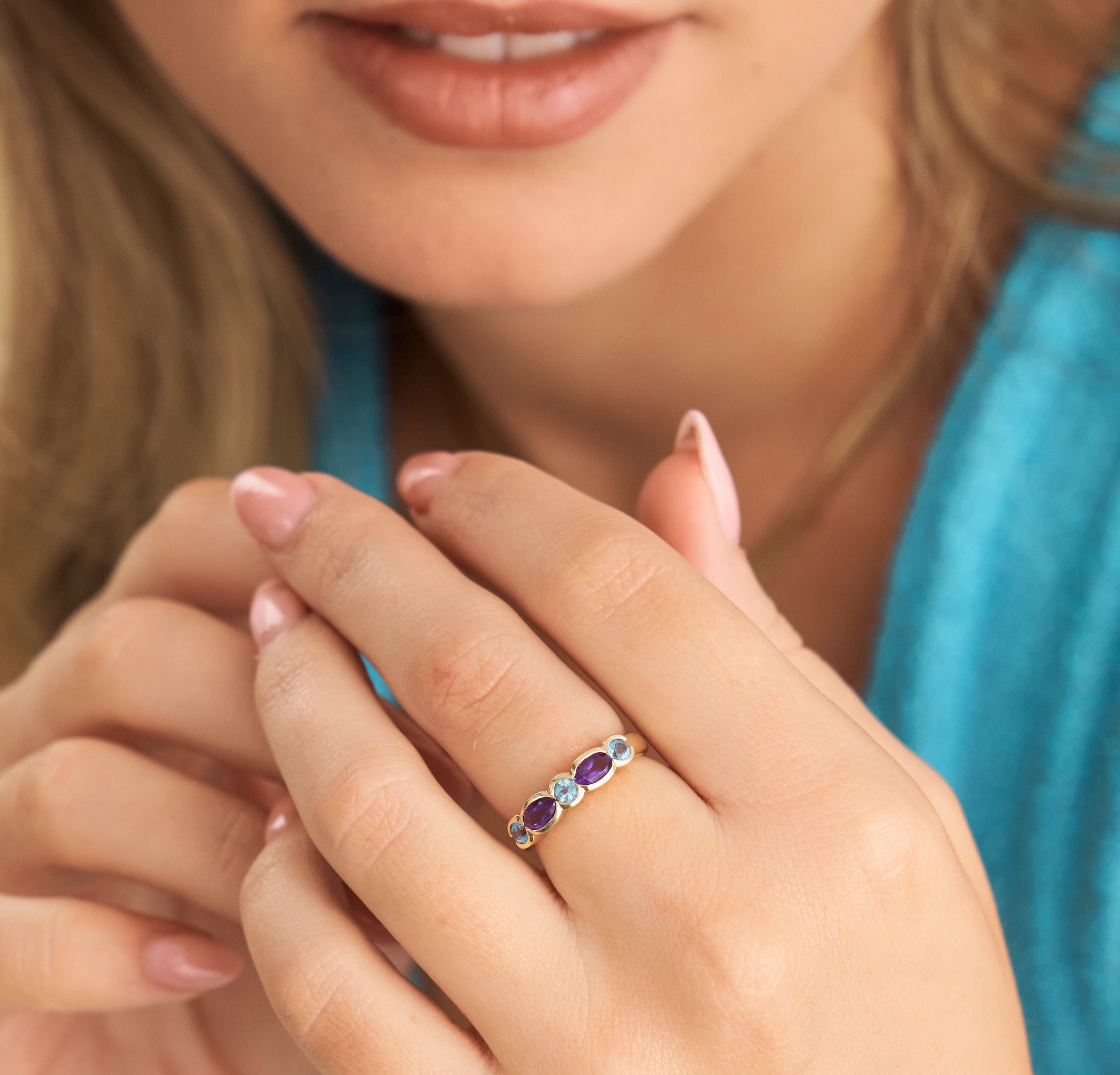 Vintage topaz and amythyst Gemstone ring