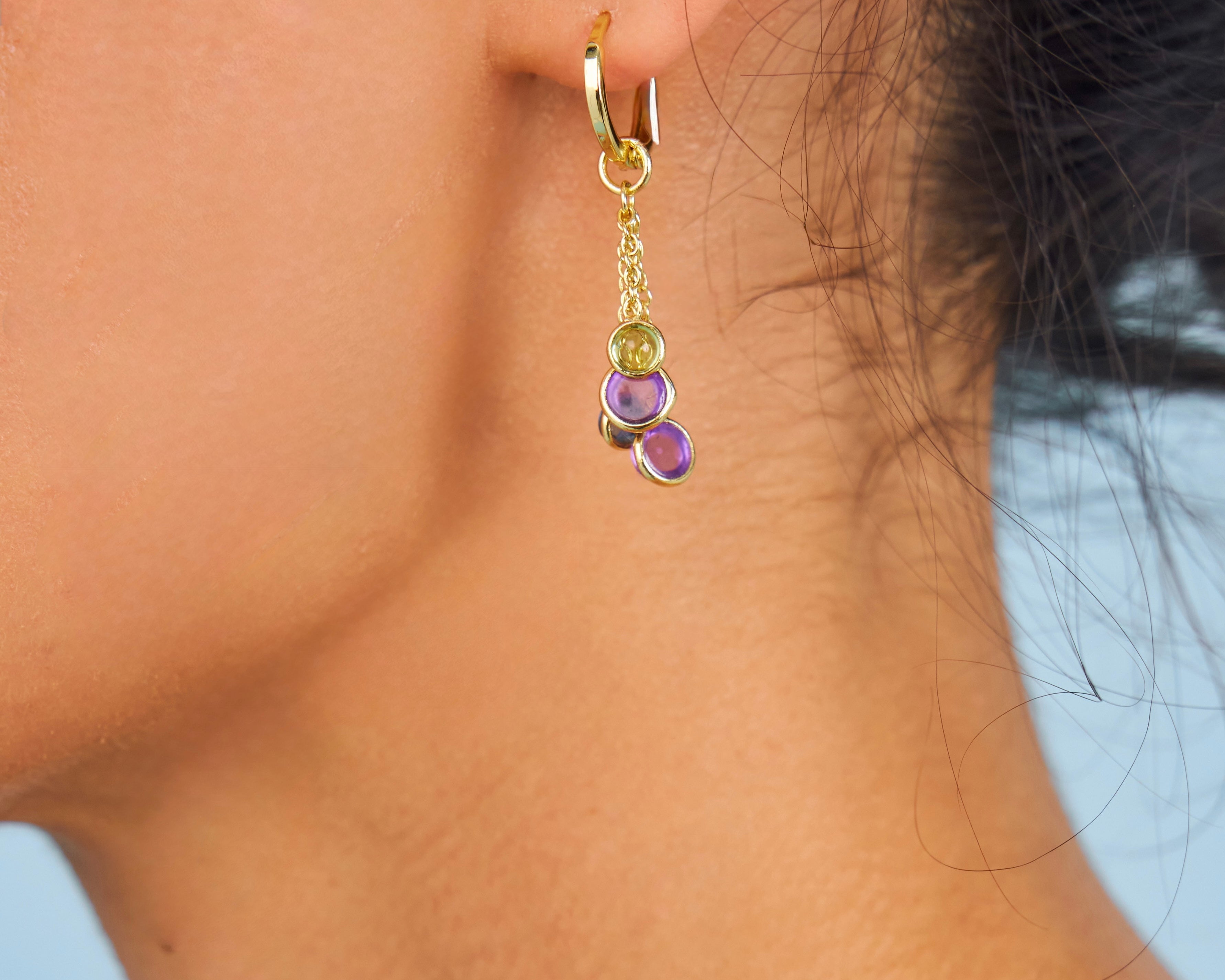 Dangly gemstone hoops 