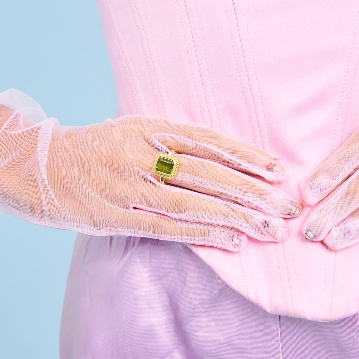 Dauphine Cocktail Ring with large Peridot green gemstone