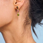 Garnet, tourmaline and peridot earrings in 18k gold vermeil