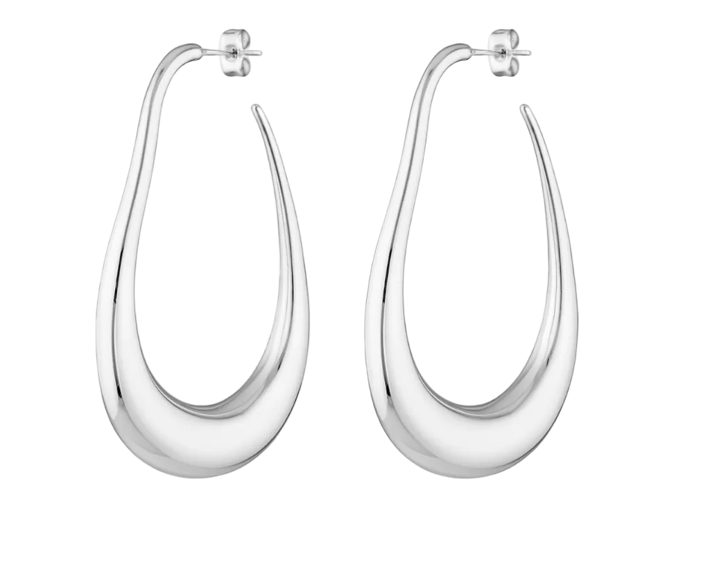 Silver long drop earrings 