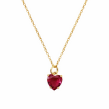 Ruby red heart shaped gem necklace 