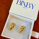 Soft sculptural formed stud hoops