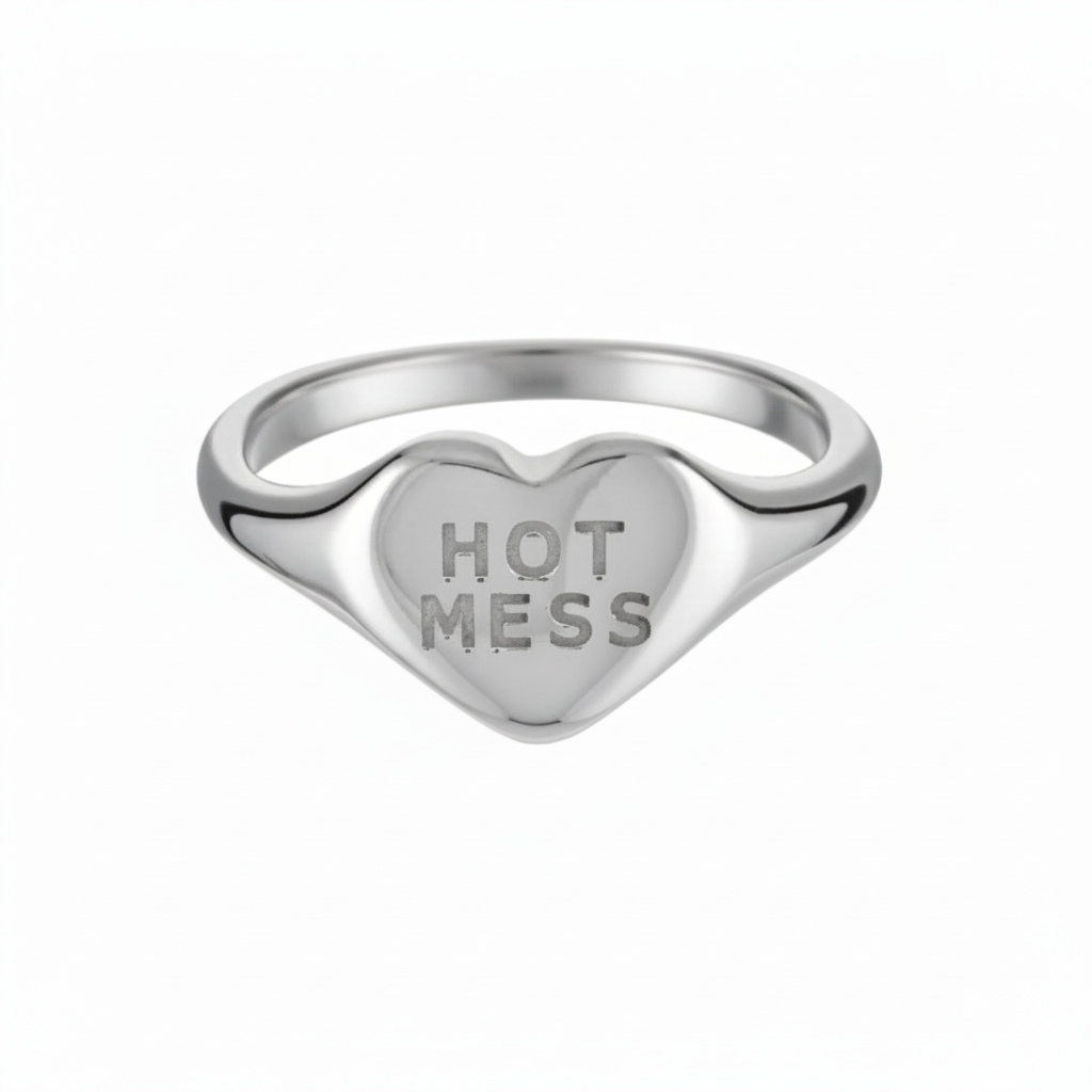 Silver ring with Hot Mess