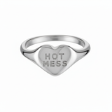 Silver ring with Hot Mess