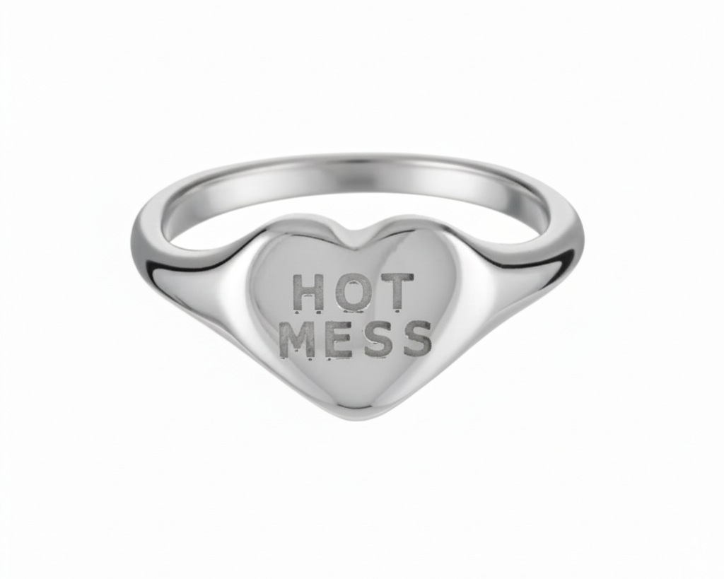 Silver ring with Hot Mess