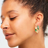Model wearing Xmas gift sets of earrings 