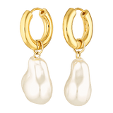 gold filled pearl pendant hoops