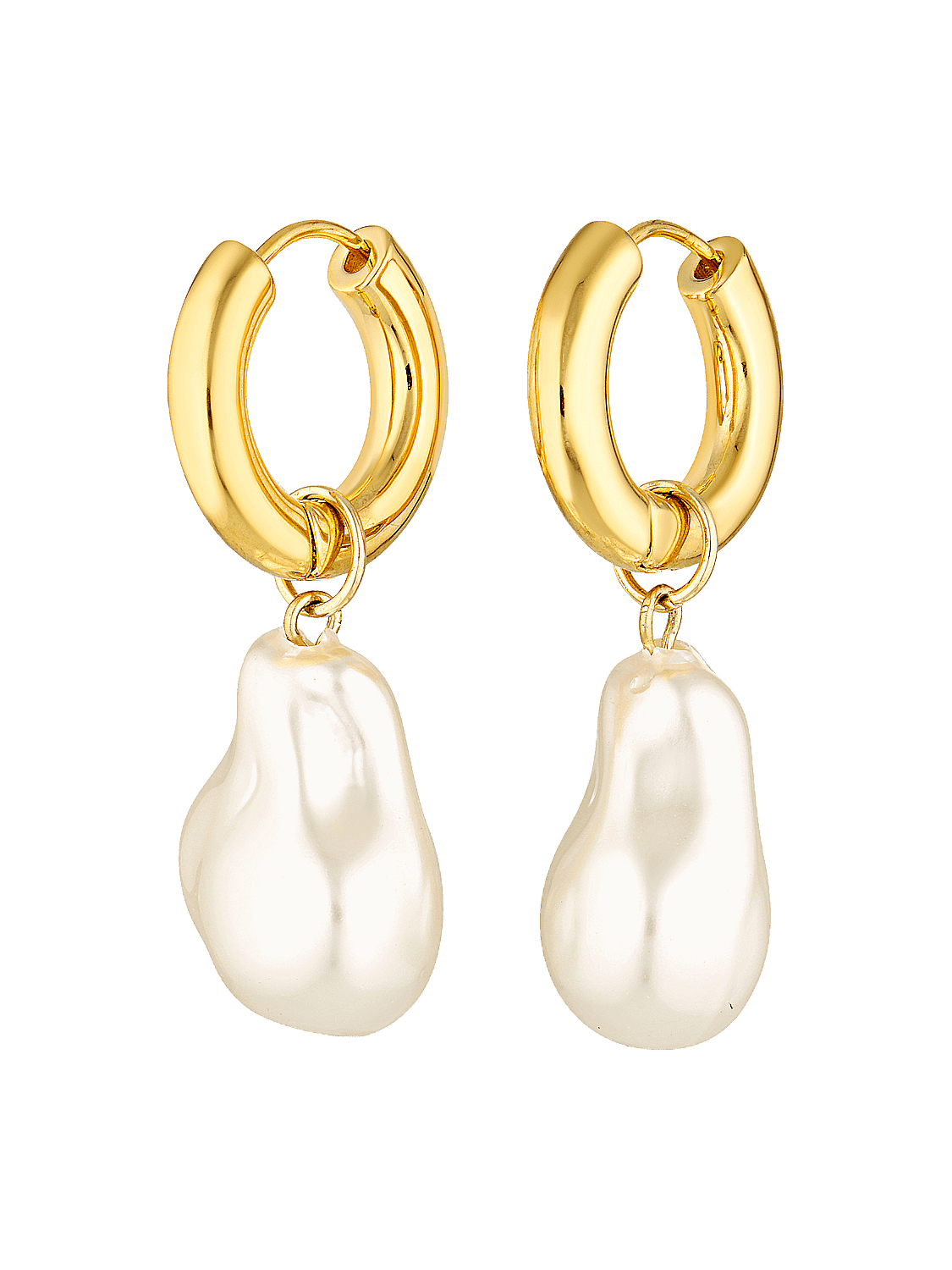 gold filled pearl pendant hoops