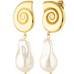 Shell and Pearl drop earrings 