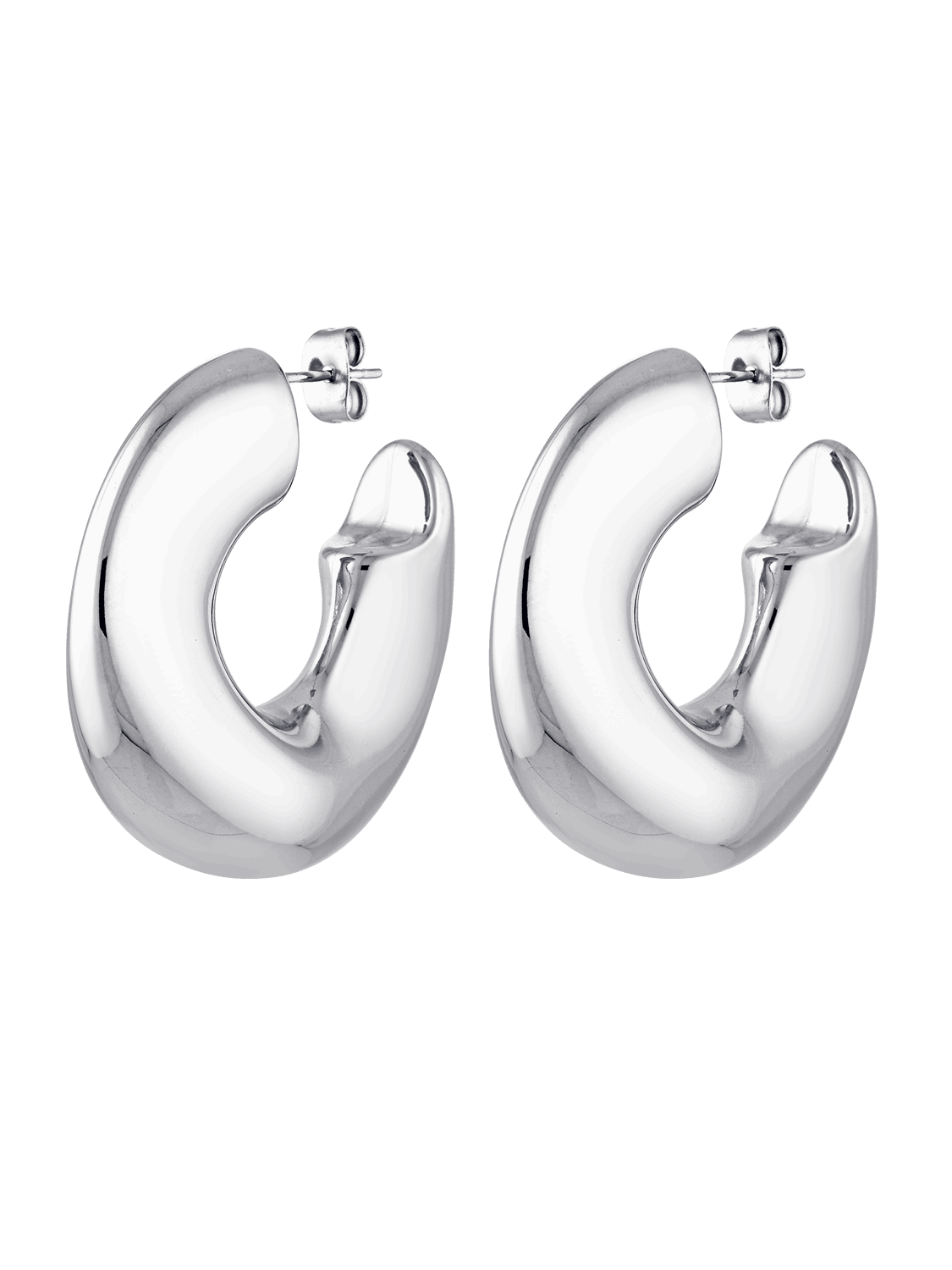 Our large silver hoops called Swell Hoops