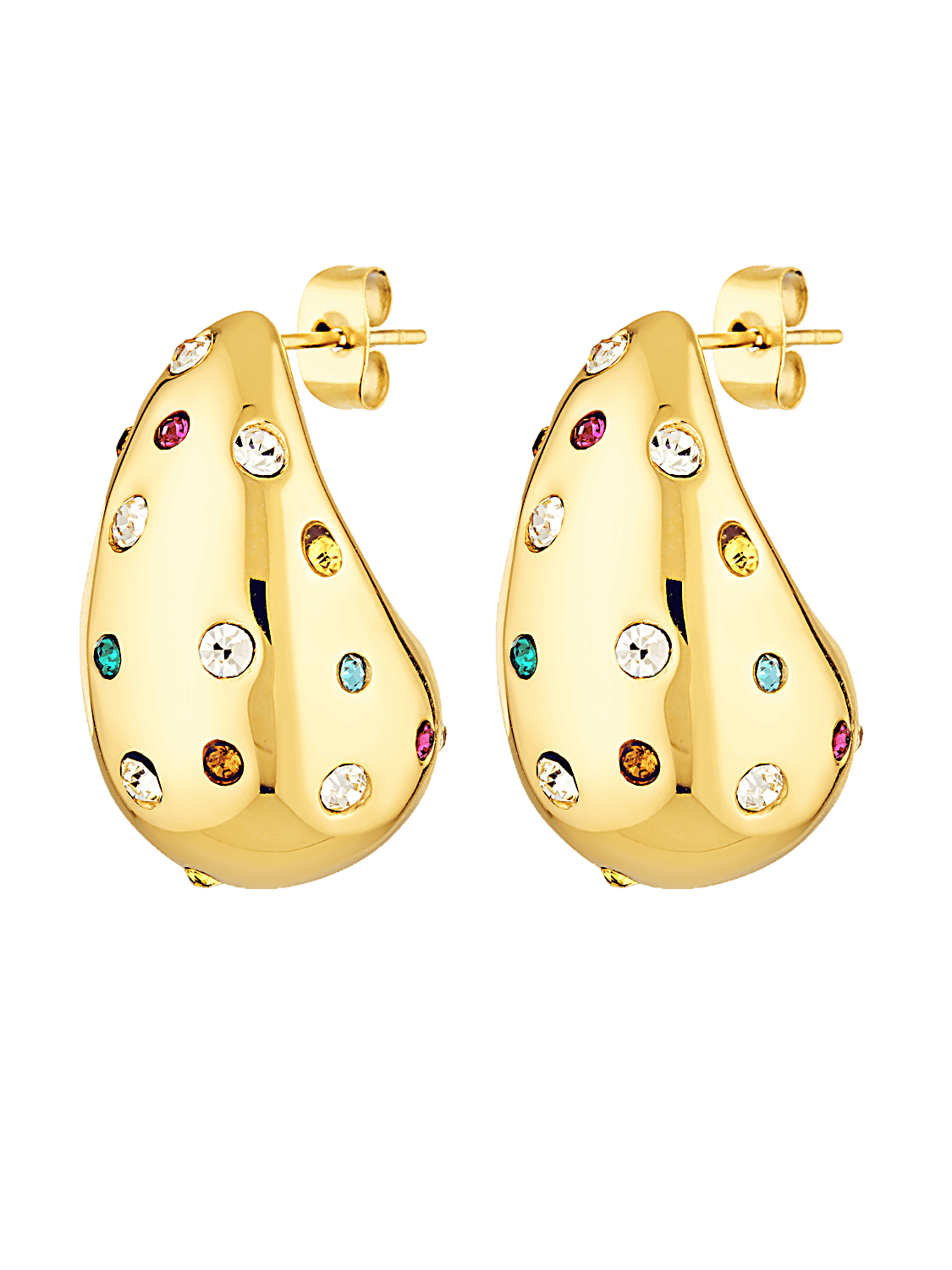 Colourful gemstone teardrop earrings 