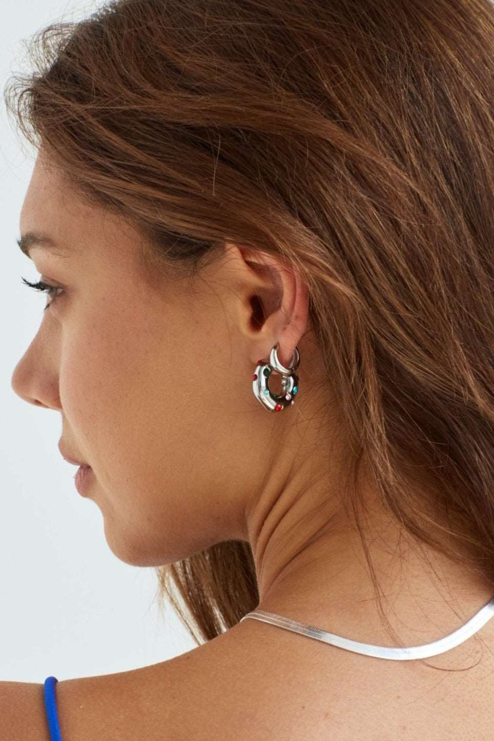 Model in Bixby and Co silver ear stack 