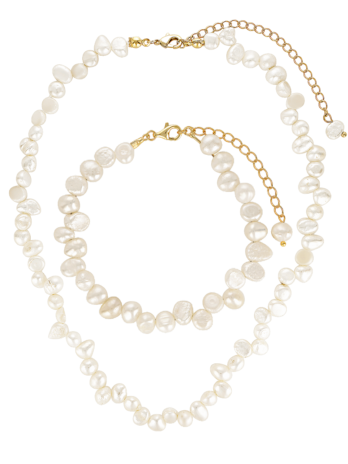 Freshwater pearl necklace gold set 