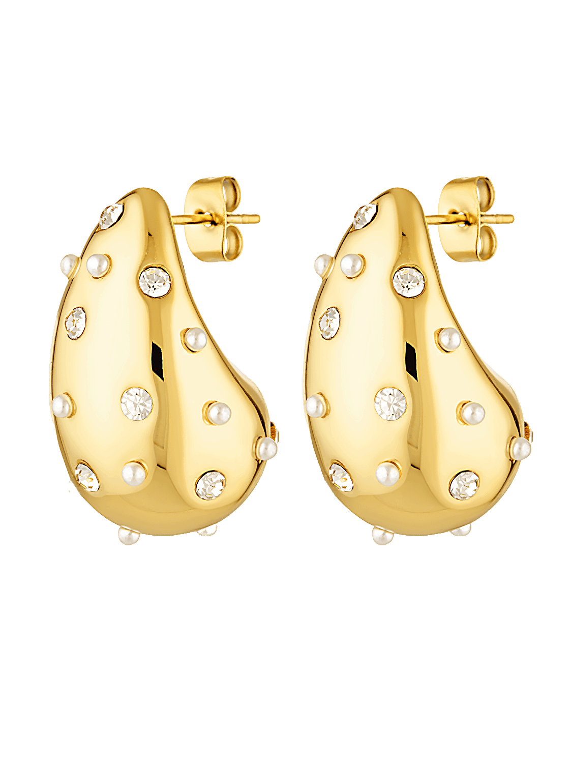 The Margarita Drop earrings. Teardrop shape with pearl feature
