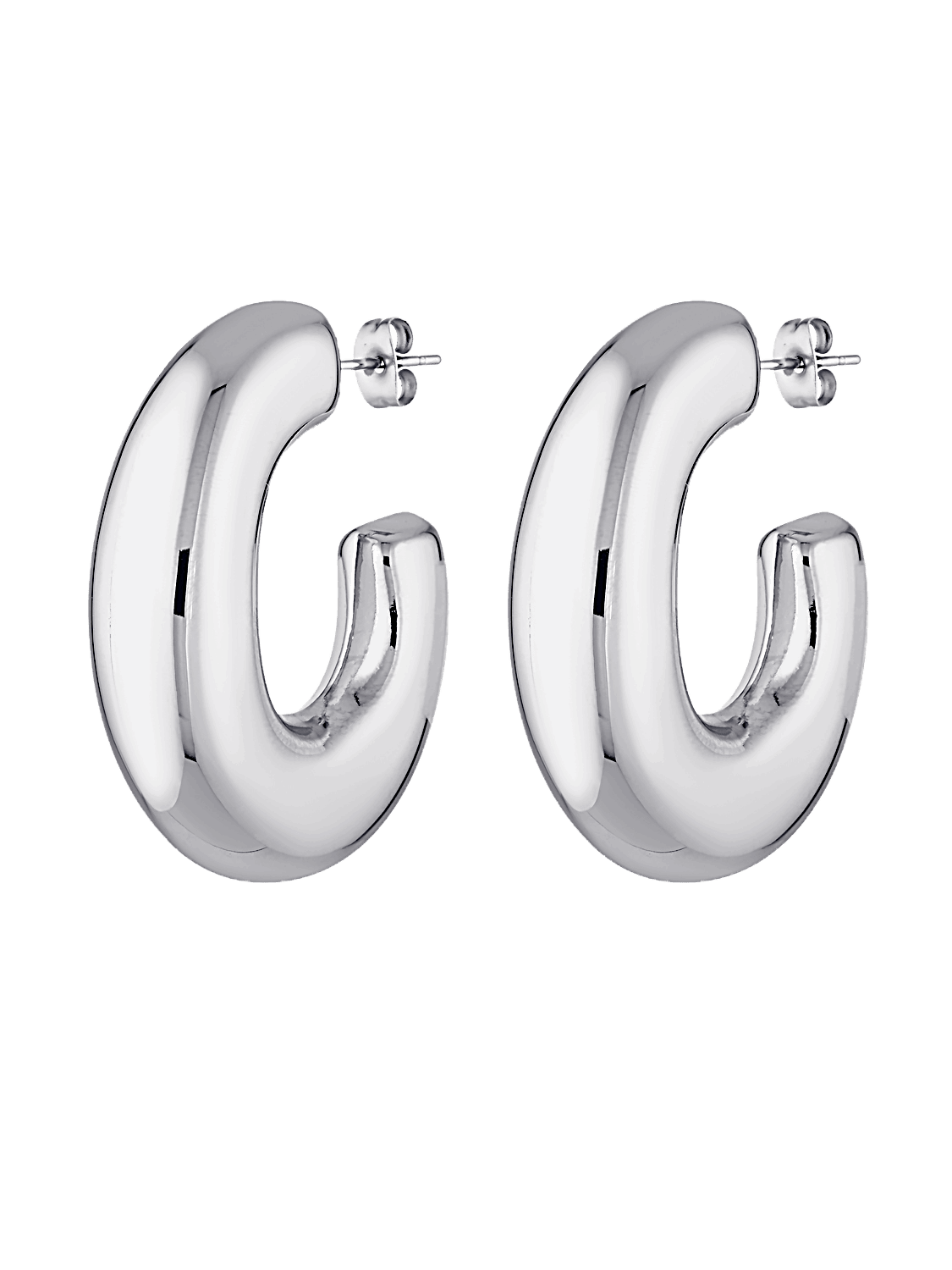 Large silver hoops called the Kahlo Drops 